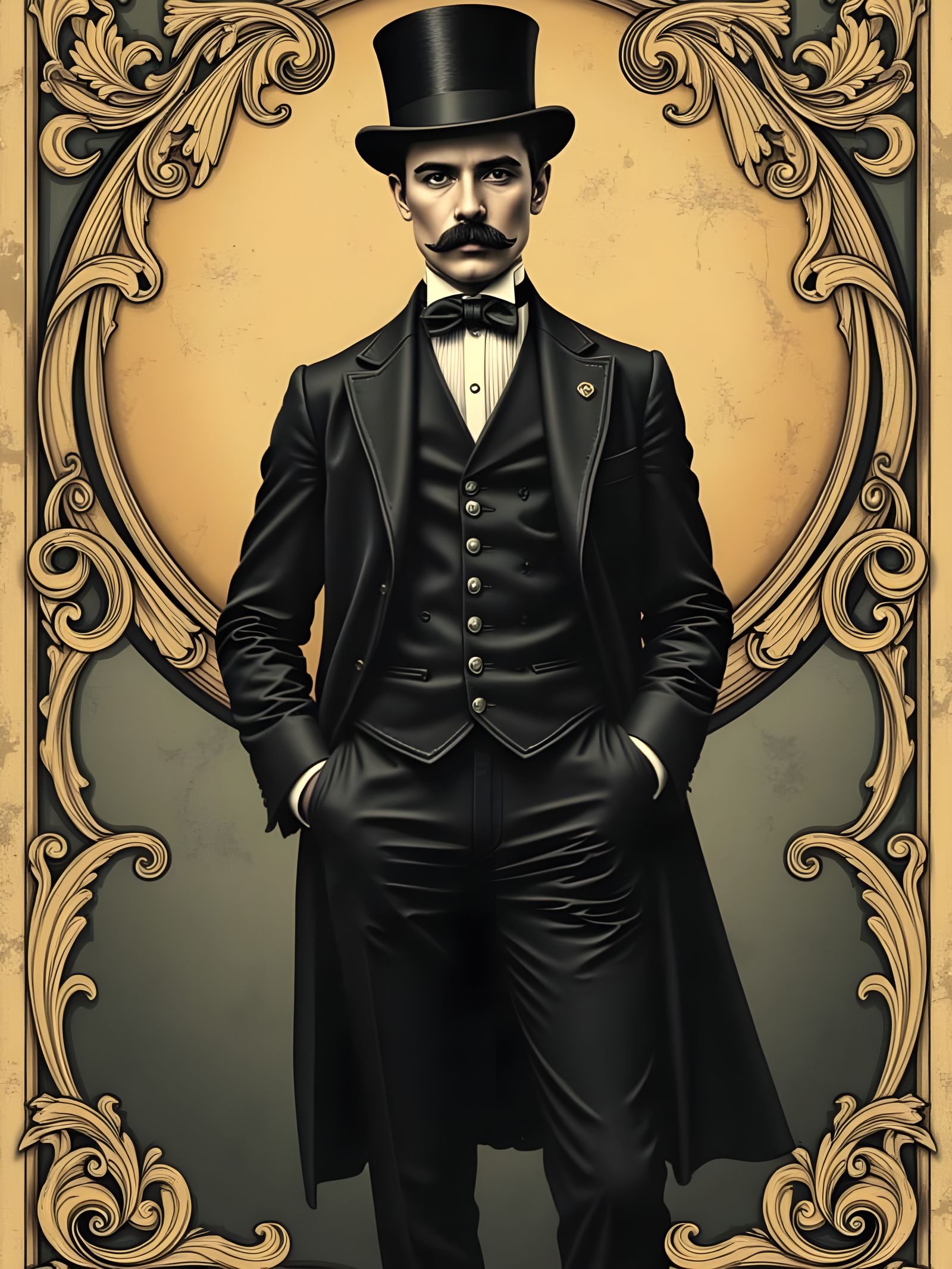 Vintage Gentleman Portrait in Art Nouveau Style