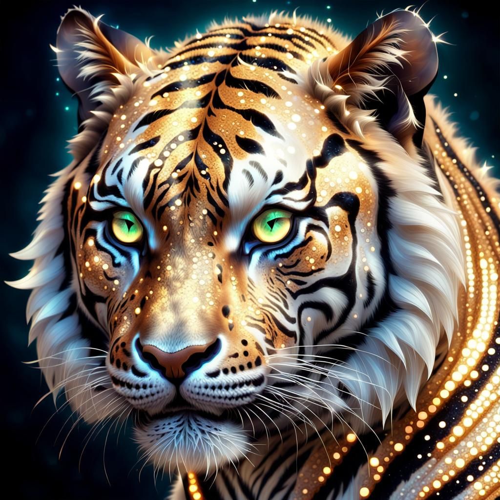 Fractal Tiger: Exotic Elegance in Luminous Art