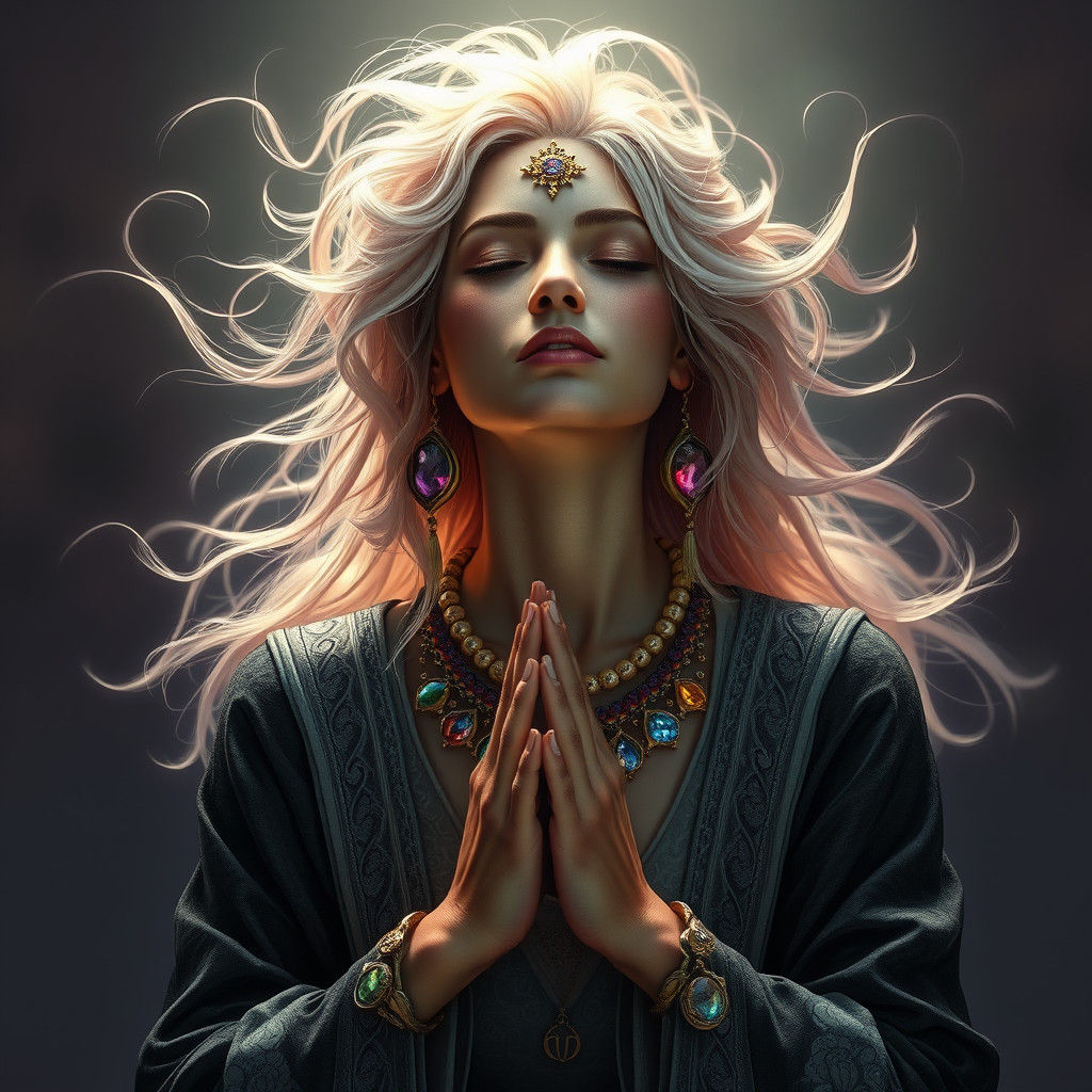 Mystical Portrait of Spiritualist in Art Nouveau Style