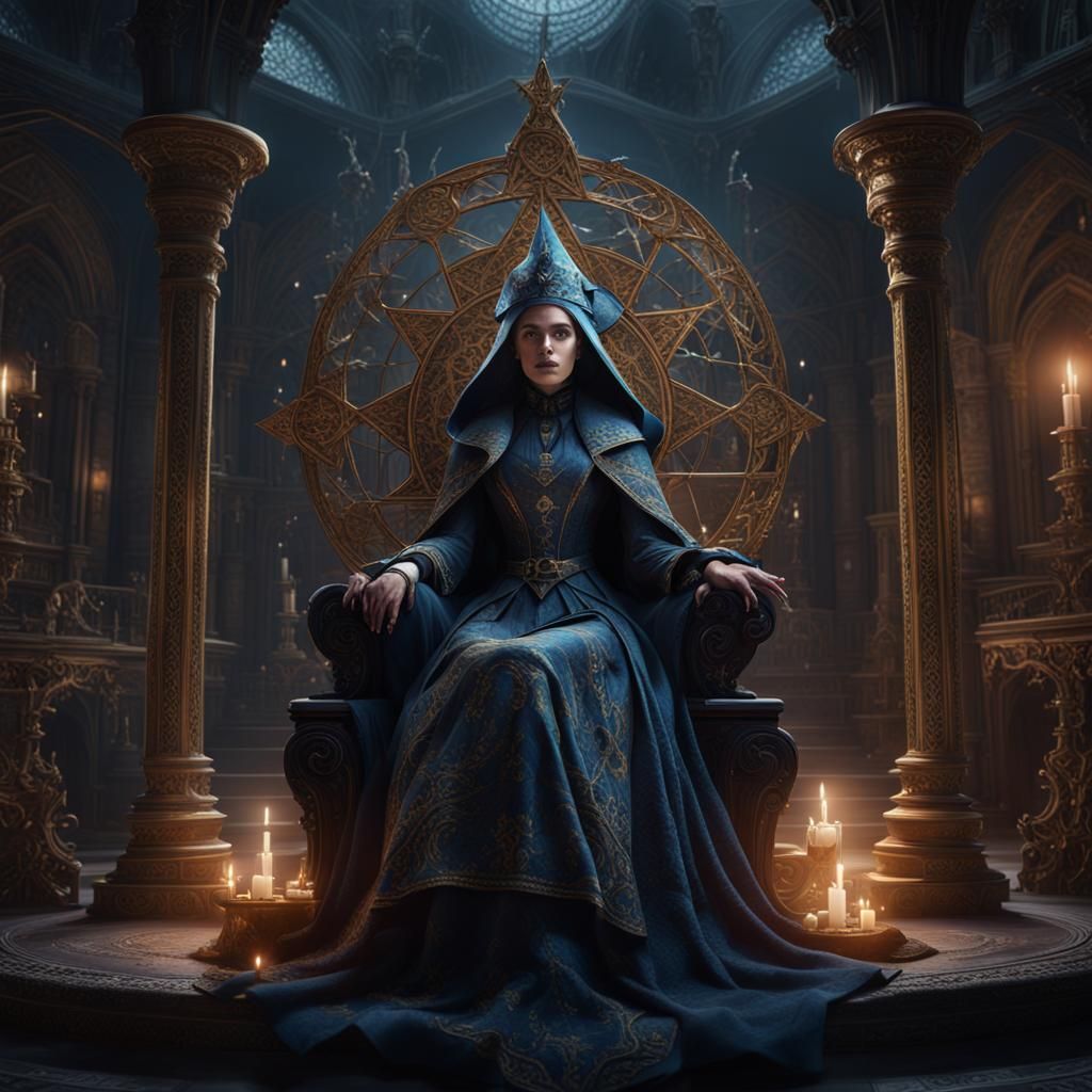Victorian Sorceress on Throne: Mystical Fantasy Art