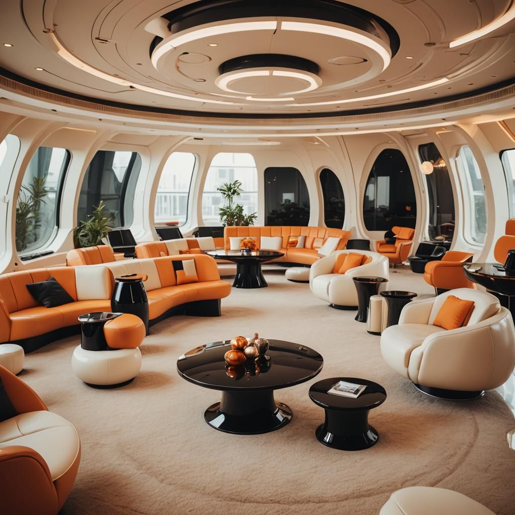 1970s Retro Futuristic Spaceship Lounge Photography