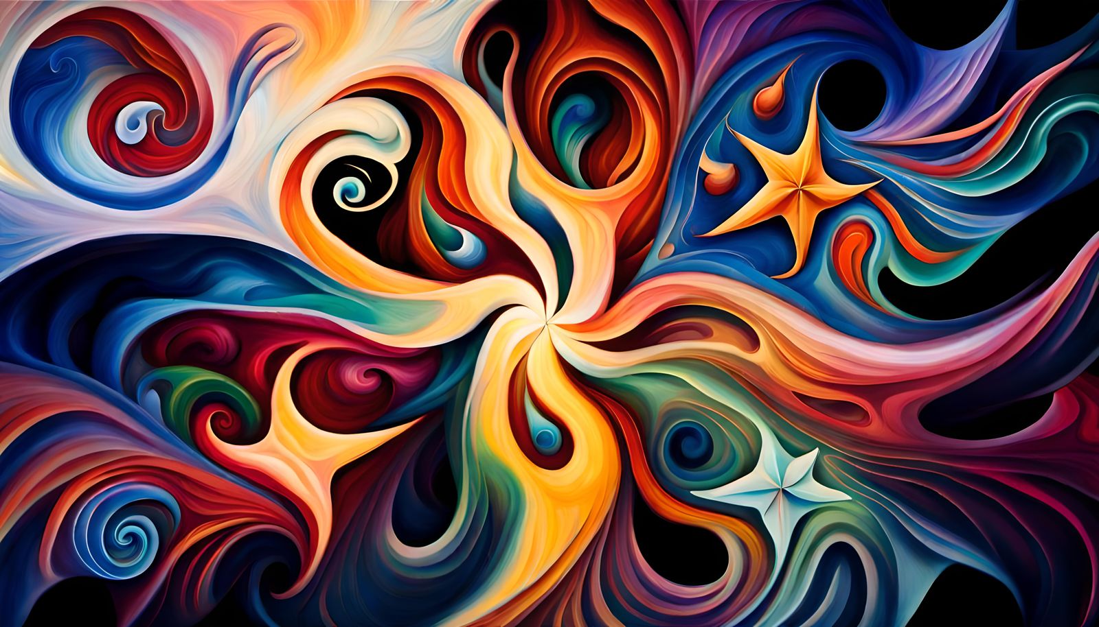 Cosmic Star Dance in Impasto Oil Style