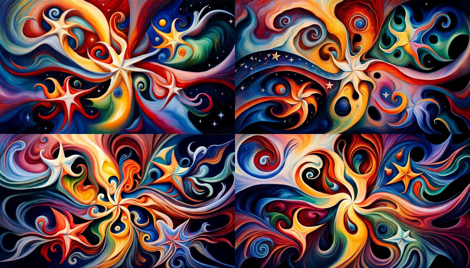 Colorful Star Cluster in Impasto Oil Painting Style