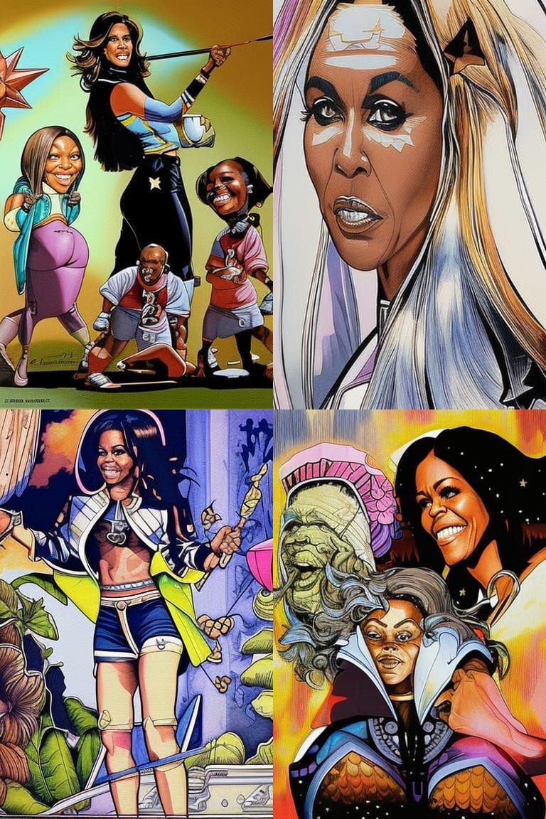 Michelle Obama Portrait as Watercolor Splash Art