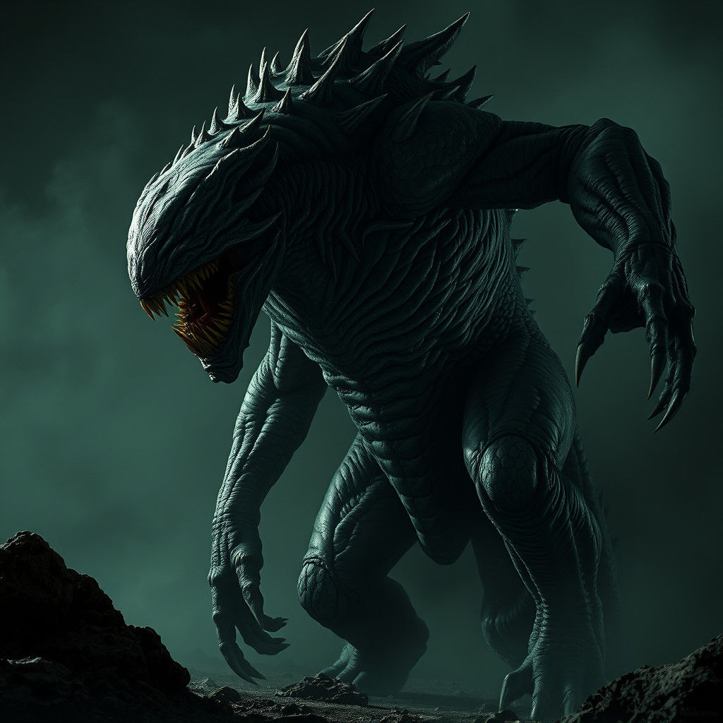 Towering Monster in Dark Gothic Style