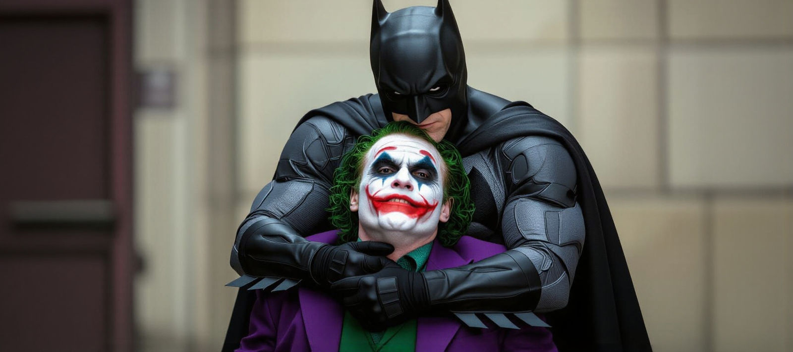 Batman Holds Joker in Headlock Photography