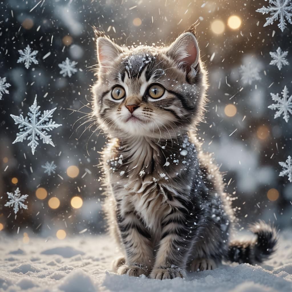 Tabby Kitten in Blizzard: Fantasy Concept Art