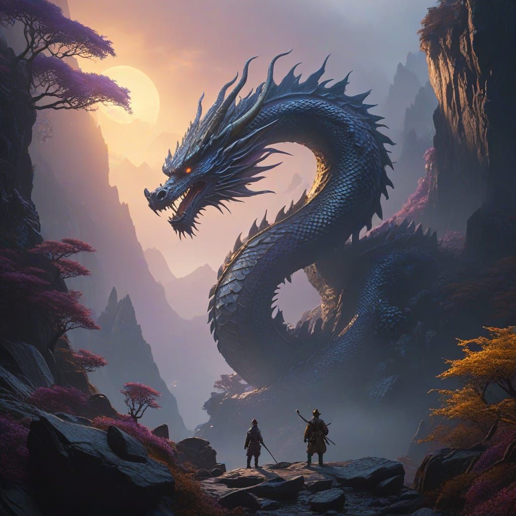 Chinese Dragon and Gnome Encounter in Misty Mountains