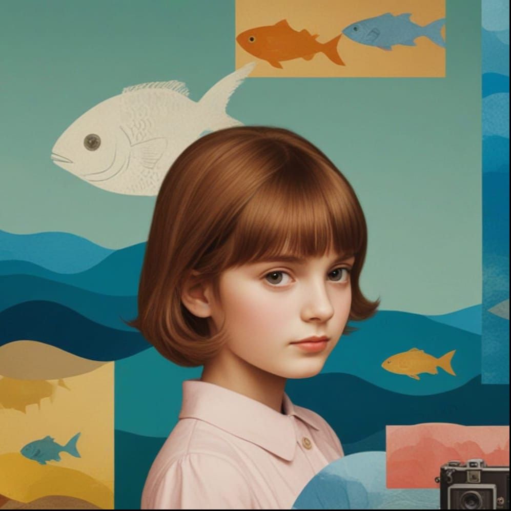 Abstract Fish Collage Inspired by Masters