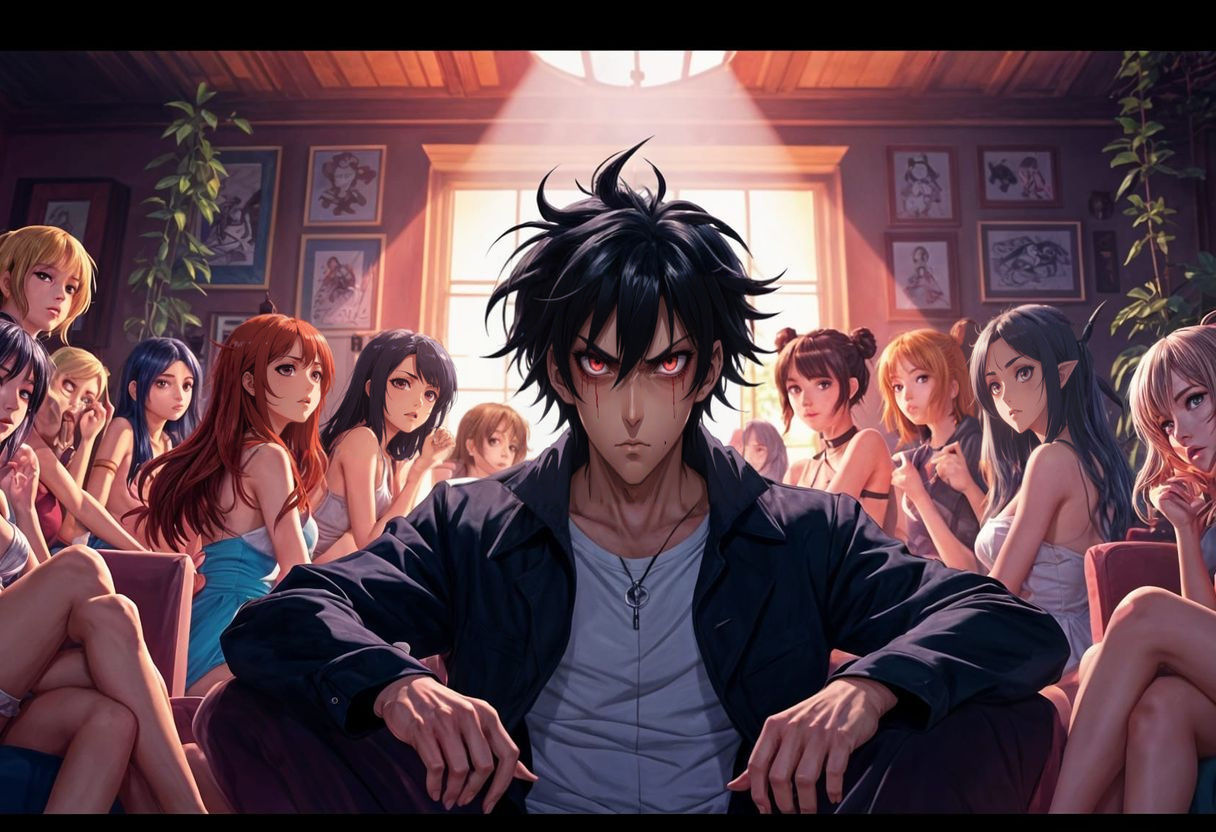 Anime Harem Scene in Studio Trigger Style