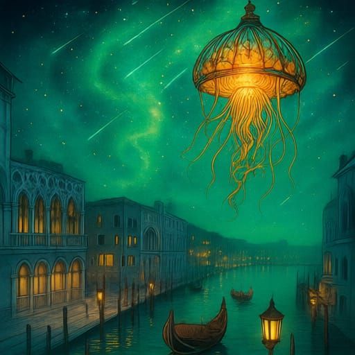 Enchanting Jellyfish Lantern Over Fairy Kingdom