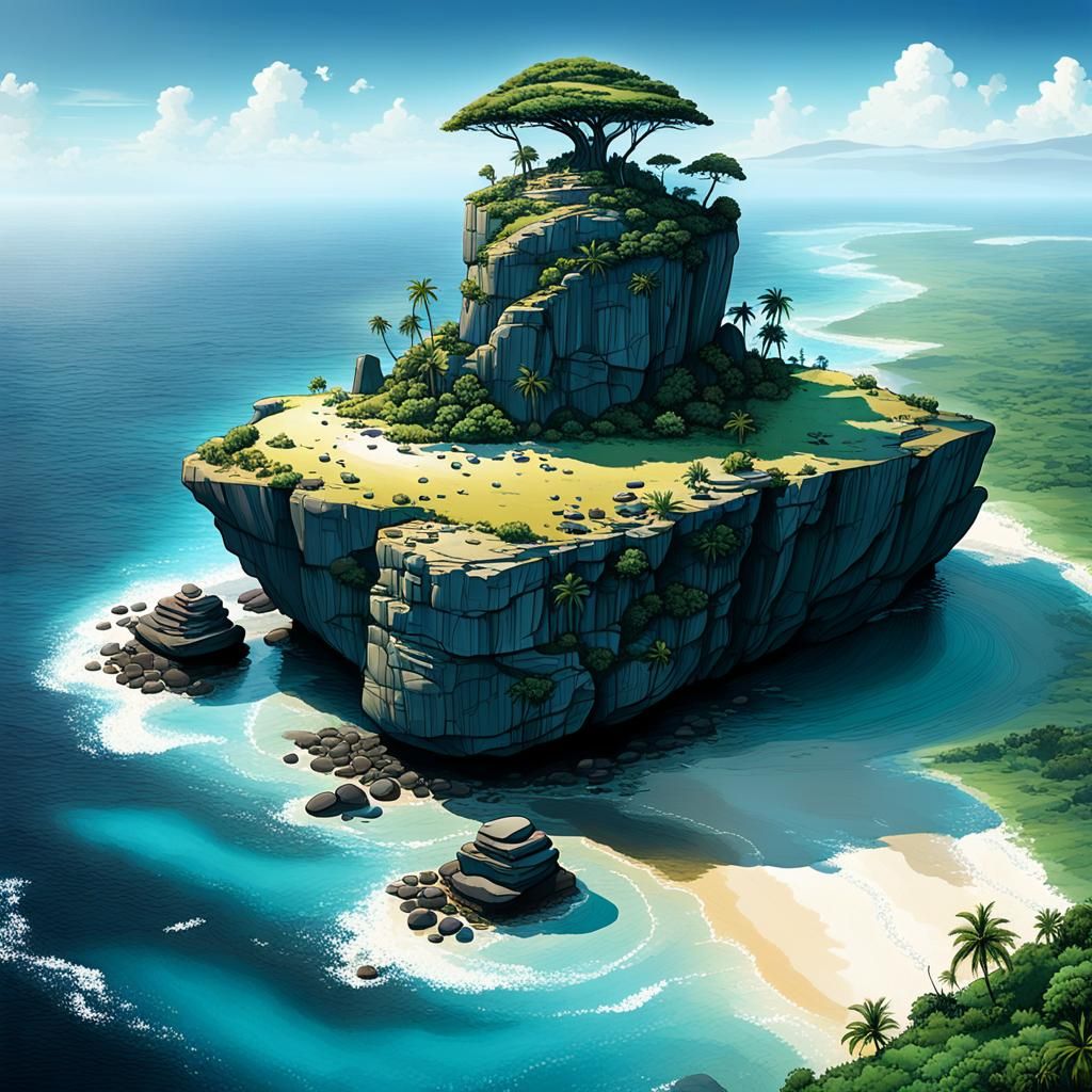 Island of Talking Stones: A 3D Digital Art Scene