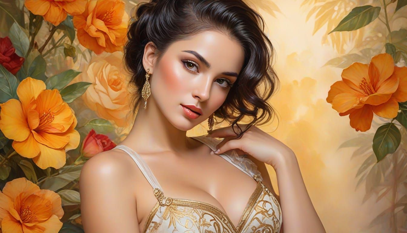 Vibrant Watercolor Pin-Up Art of Aphrodite