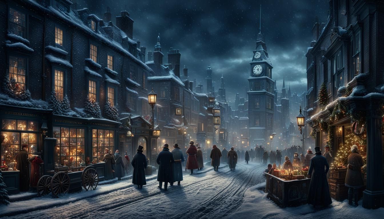 Vibrant Dickensian Christmas in Cinematic Style