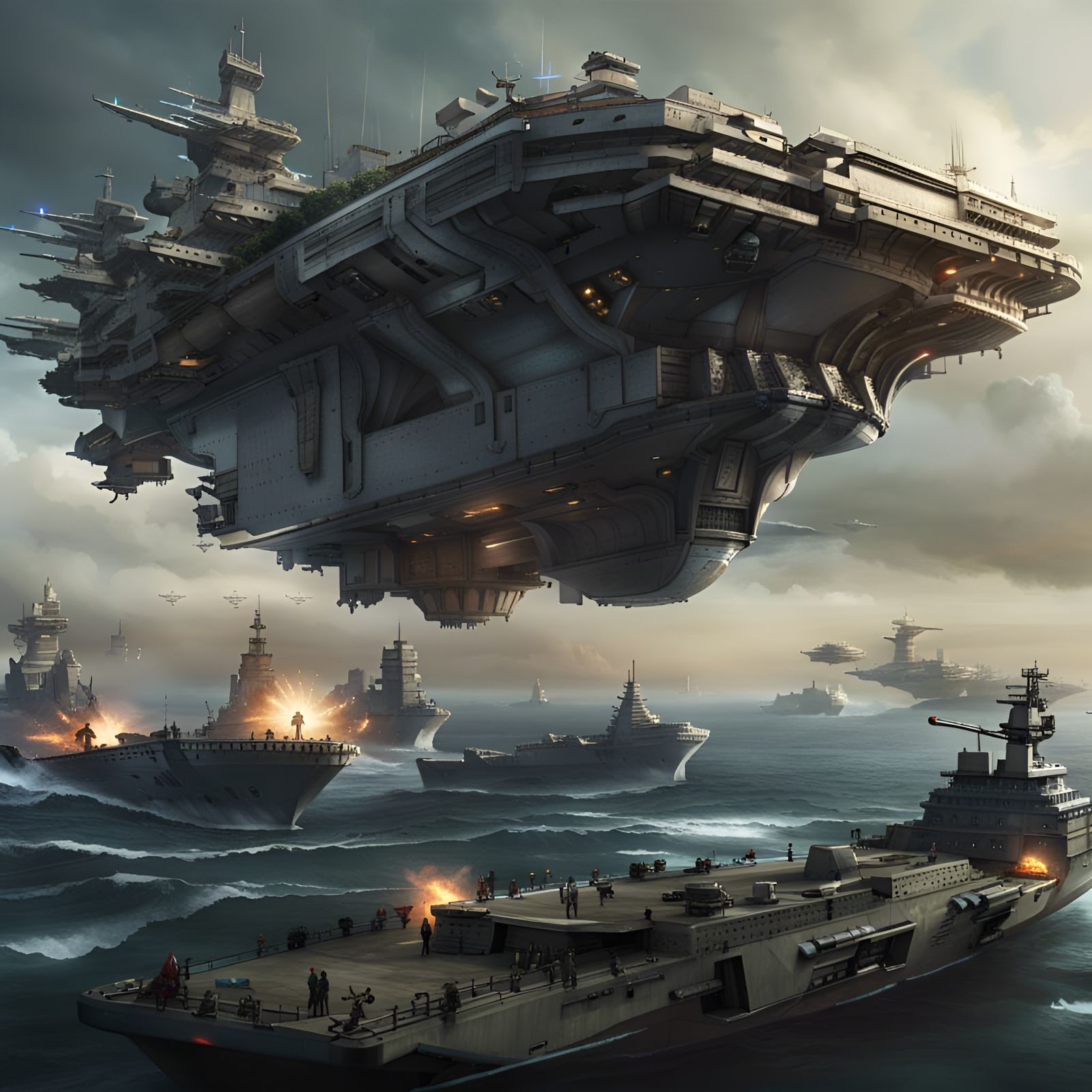 Futuristic Aircraft Carrier: Warfare Fortress in the Sky