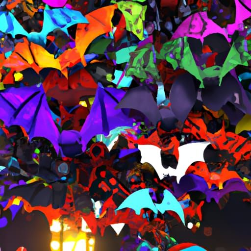 Halloween Bats in Colorful Fantasy Art