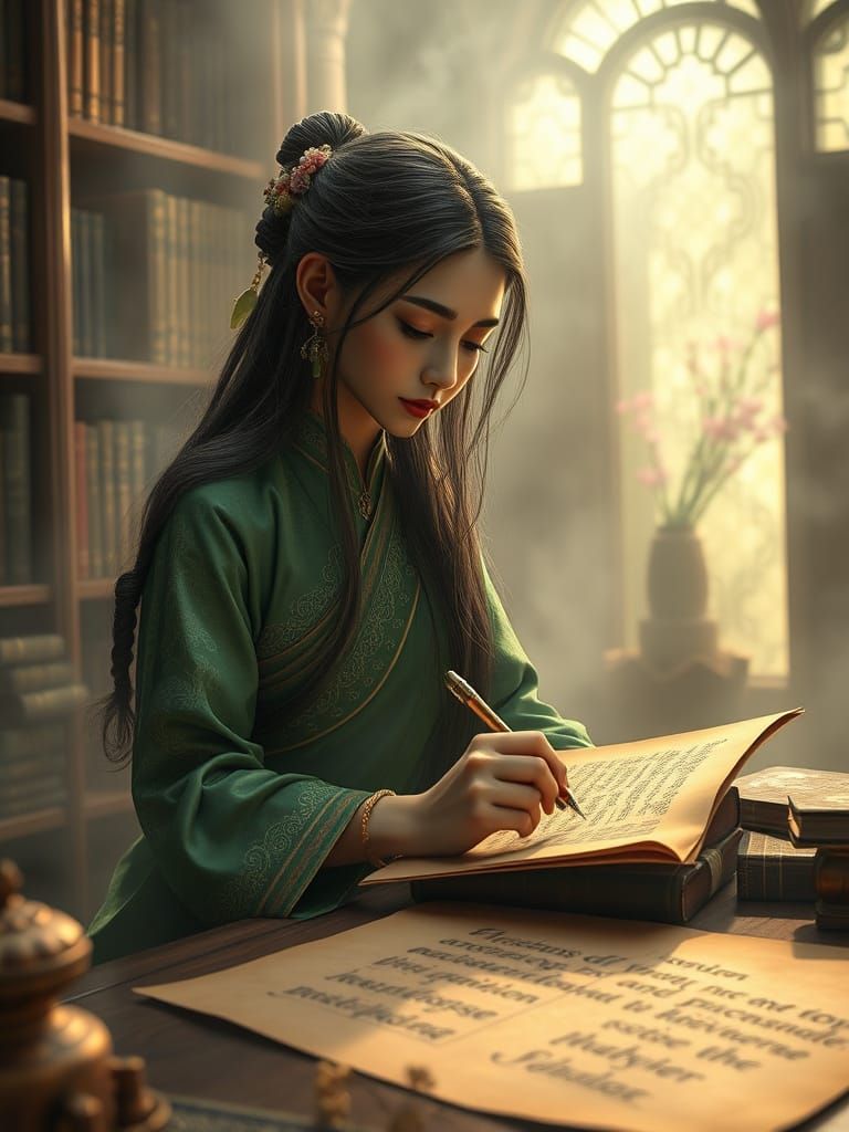 Ethereal Thai Muse in Library