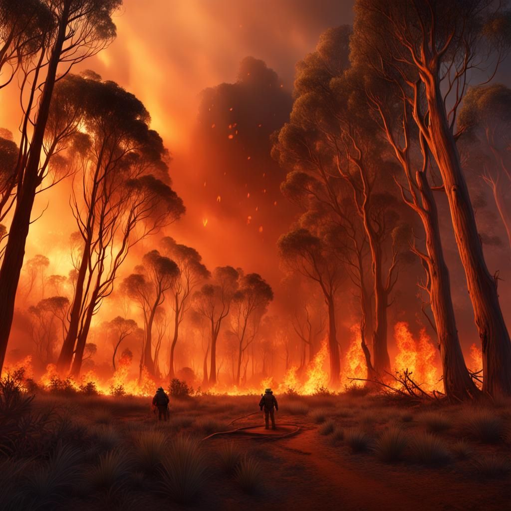 Wildfire Devastation in Australian Eucalyptus Forest