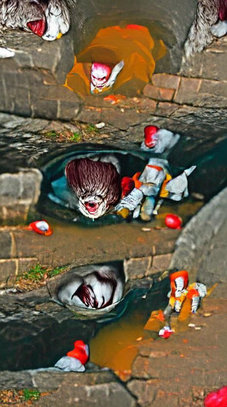Terrifying Pennywise Clown with Sinister Grin