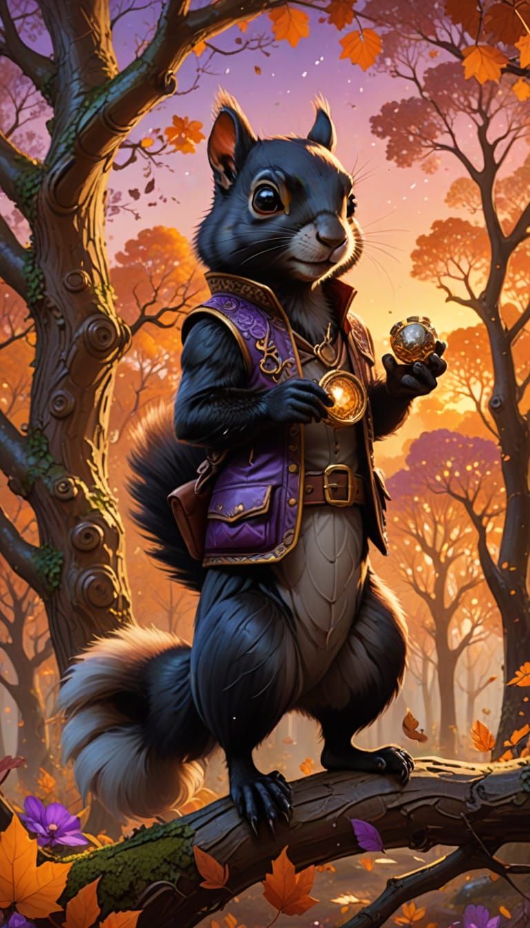 Sleek Black Squirrel Rogue Steals the Sunset