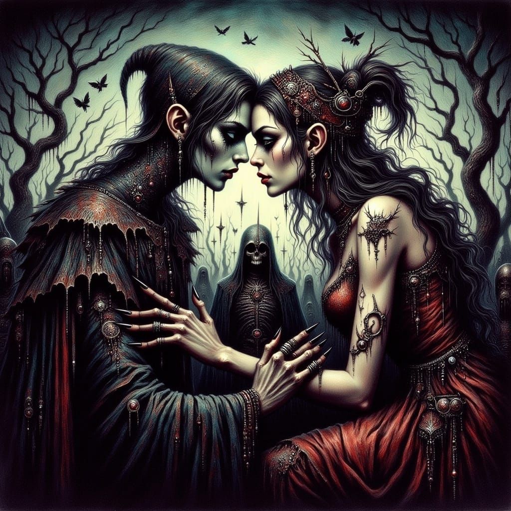 Forbidden Fairy Love in Dark Fantasy Portrait