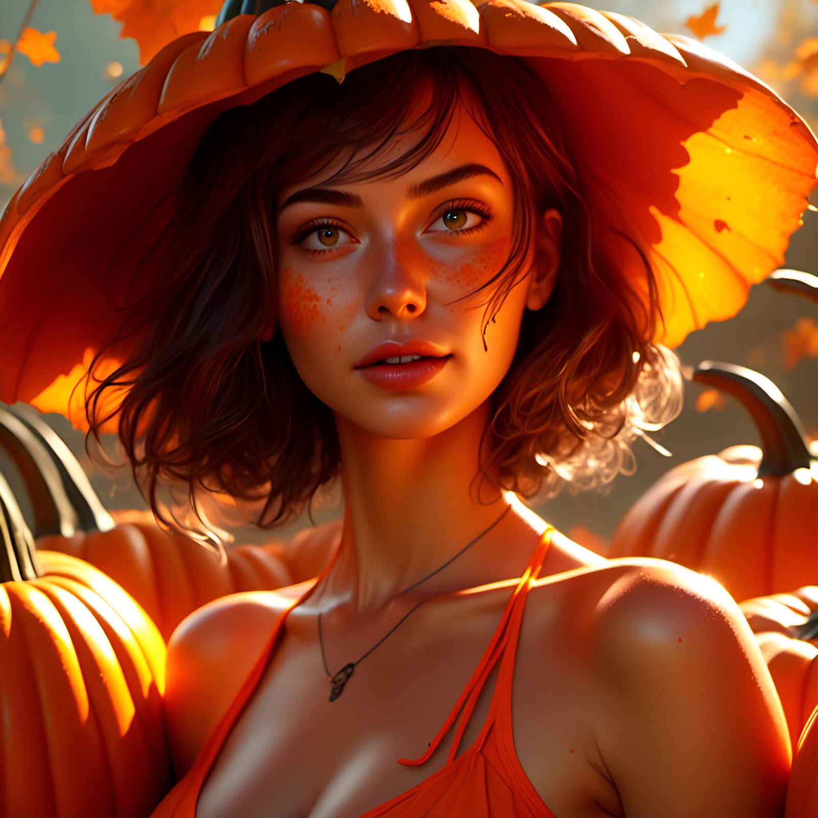 Pumpkin Bikini Woman in Pin-Up Style