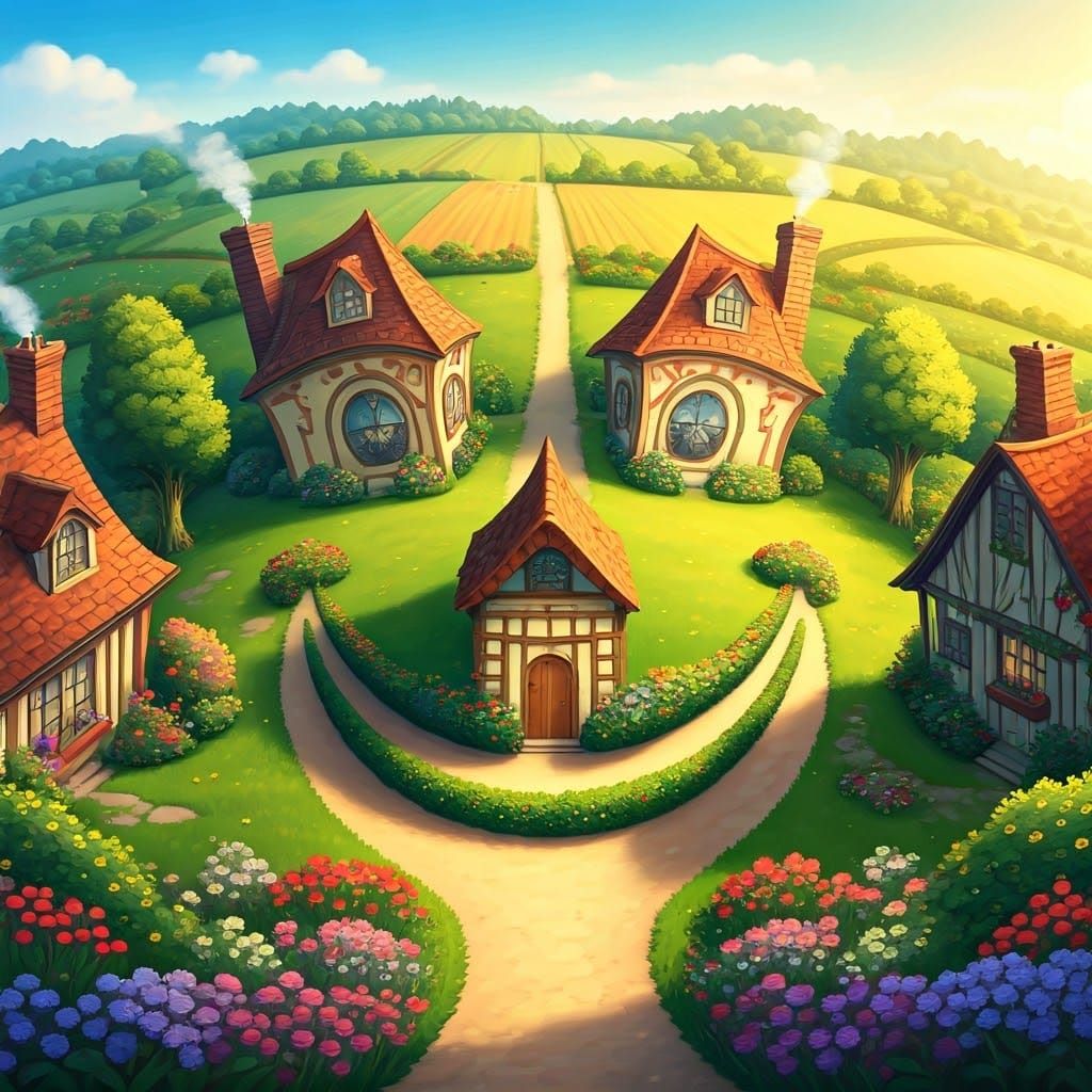 Rural Village Whimsy: A Warm Morning Smile