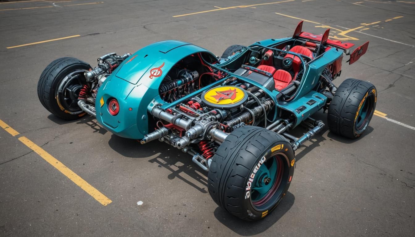 Cyberpunk Hot Rod Vehicle with Chunky Wheels