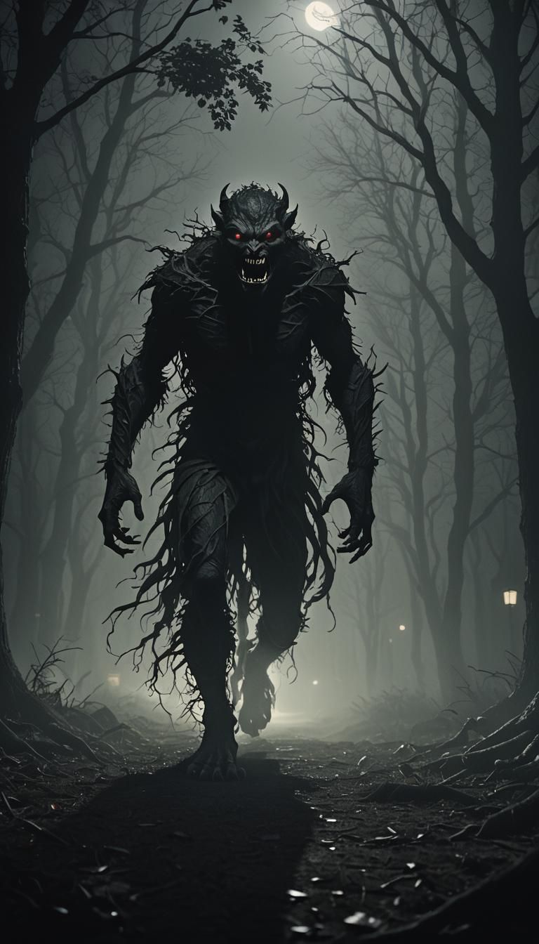 Cinematic Night Creature in Film Noir Style