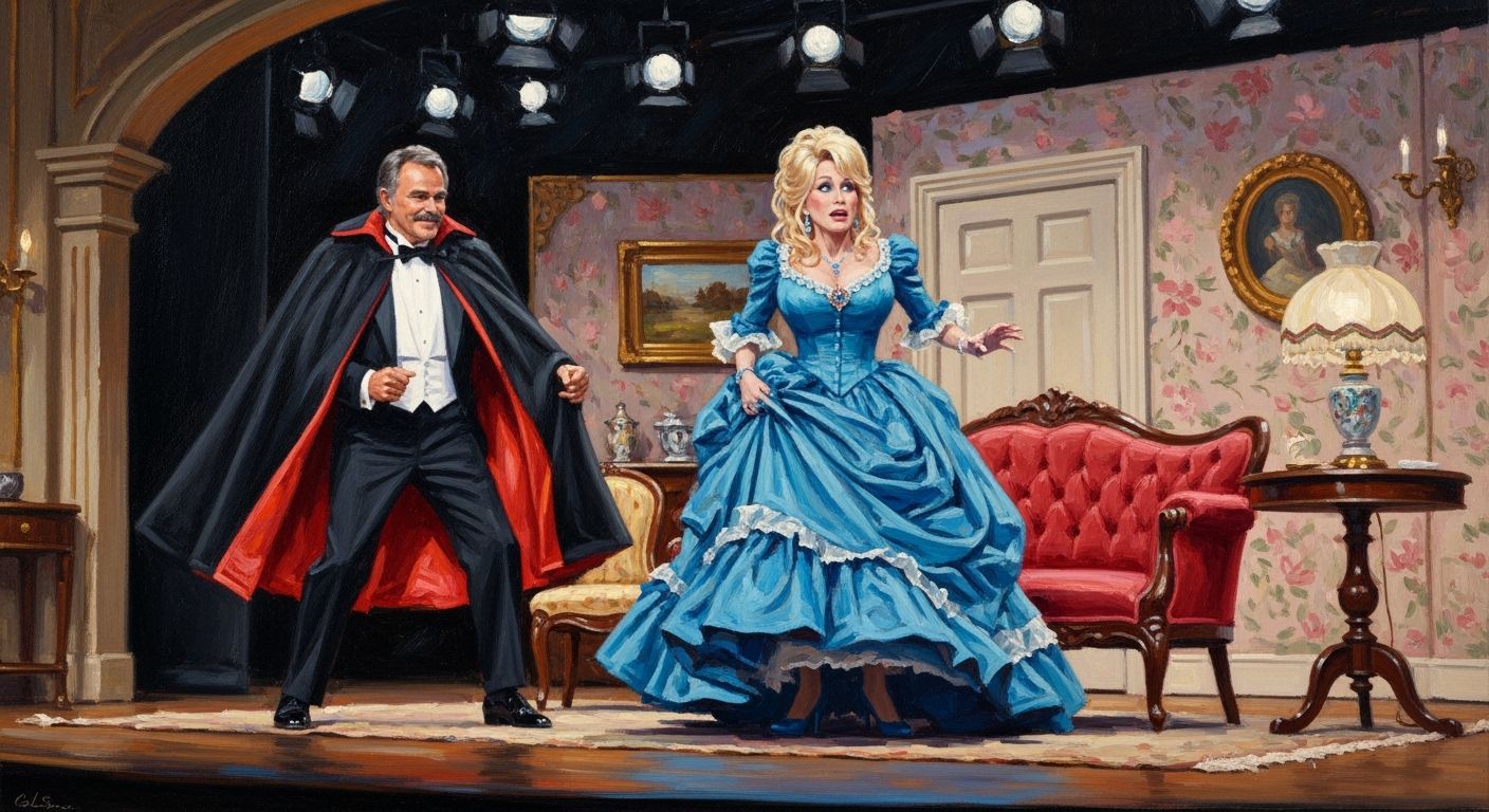 Impressionistic Oil Painting: Dolly Parton Flees Burt Reynol...