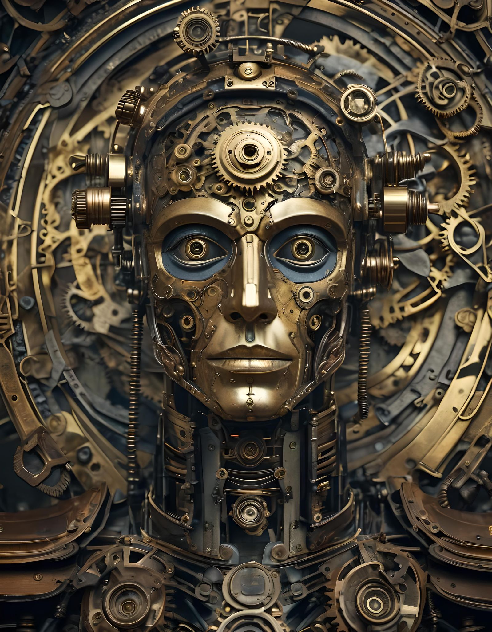 Mechanical Automaton Portrait in Volumetric Light