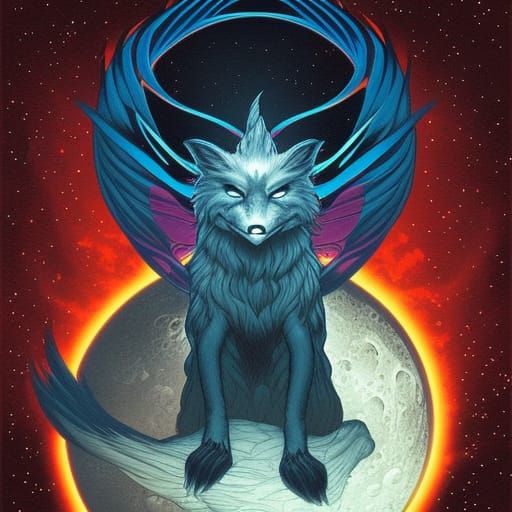 Evil Moon Fox in Comic Book Art Style
