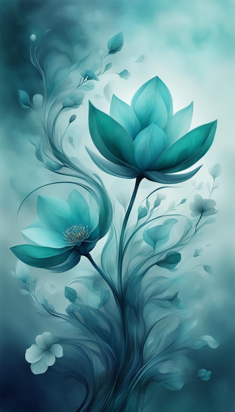 Magical Oracle in Surreal Floral Landscape