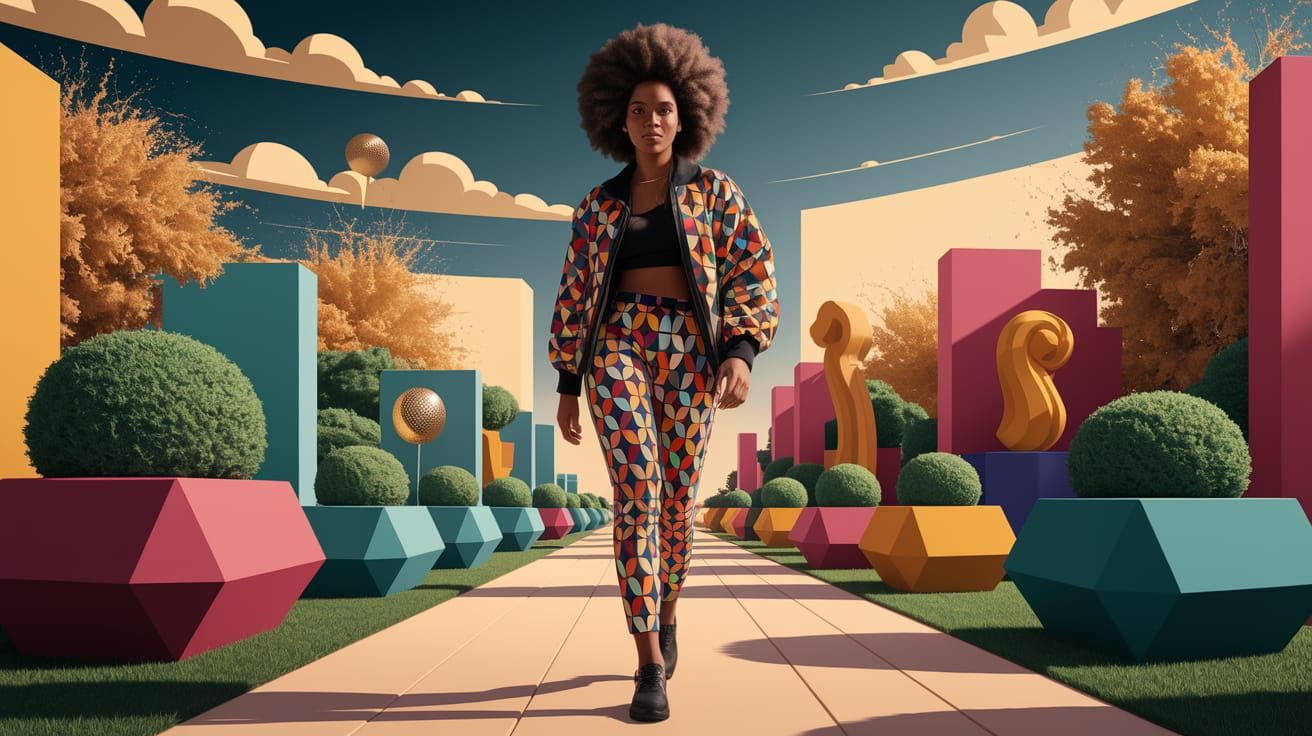 Woman in Modernist Park, Constructivist Style