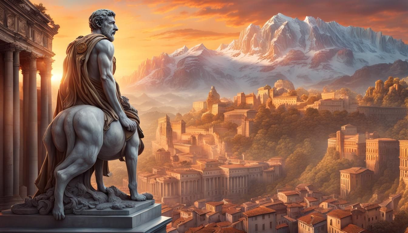 Hannibal Barca Marble Statue, Epic Golden Hour