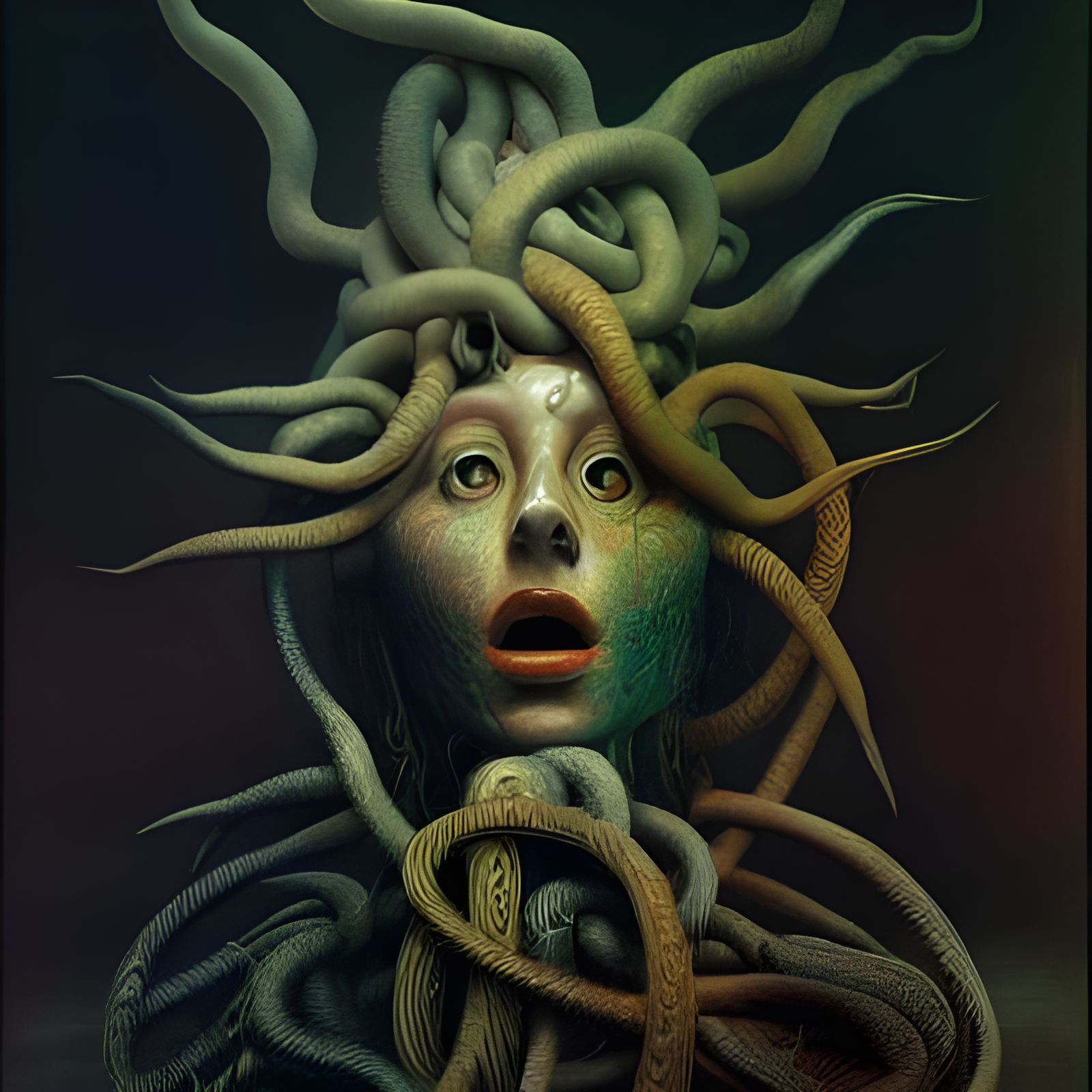 Medusa Portrait in Surrealist Style