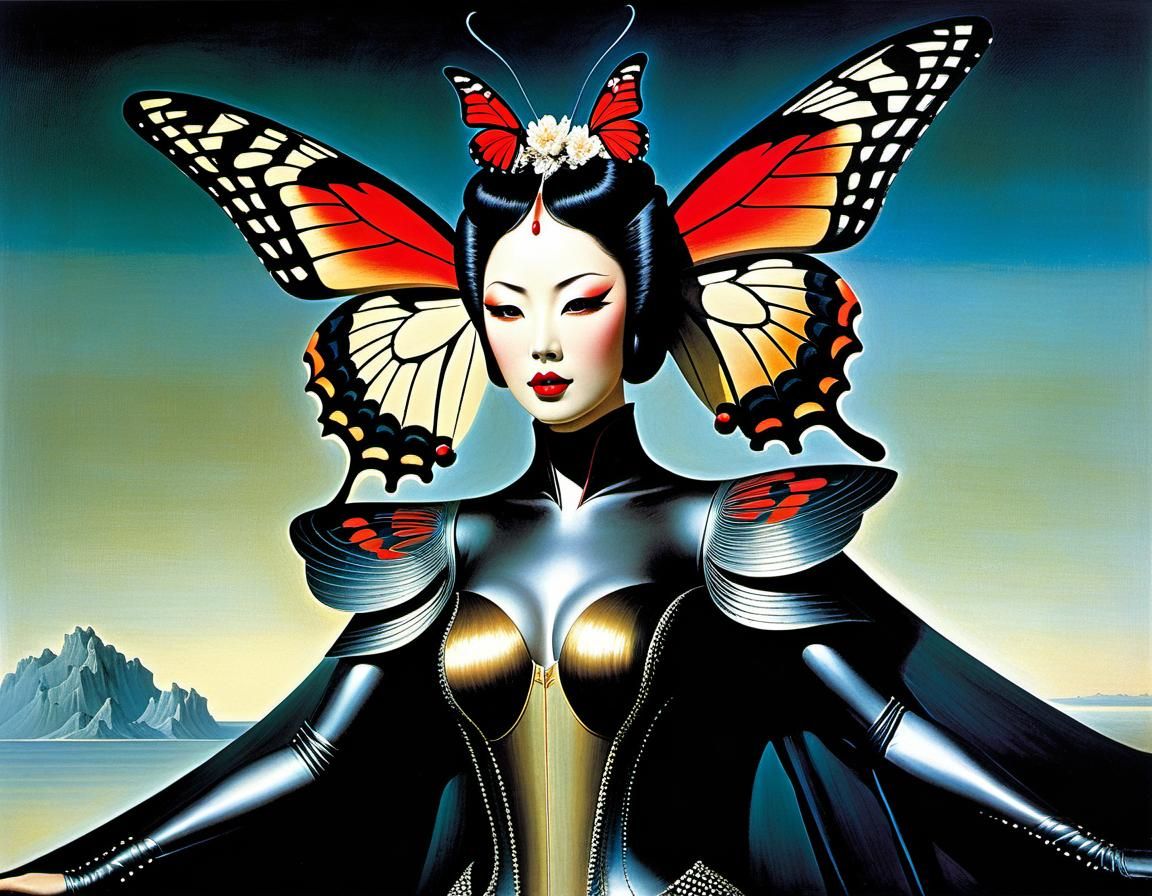 Madam Butterfly Aria in Surreal Dark Fantasy Style