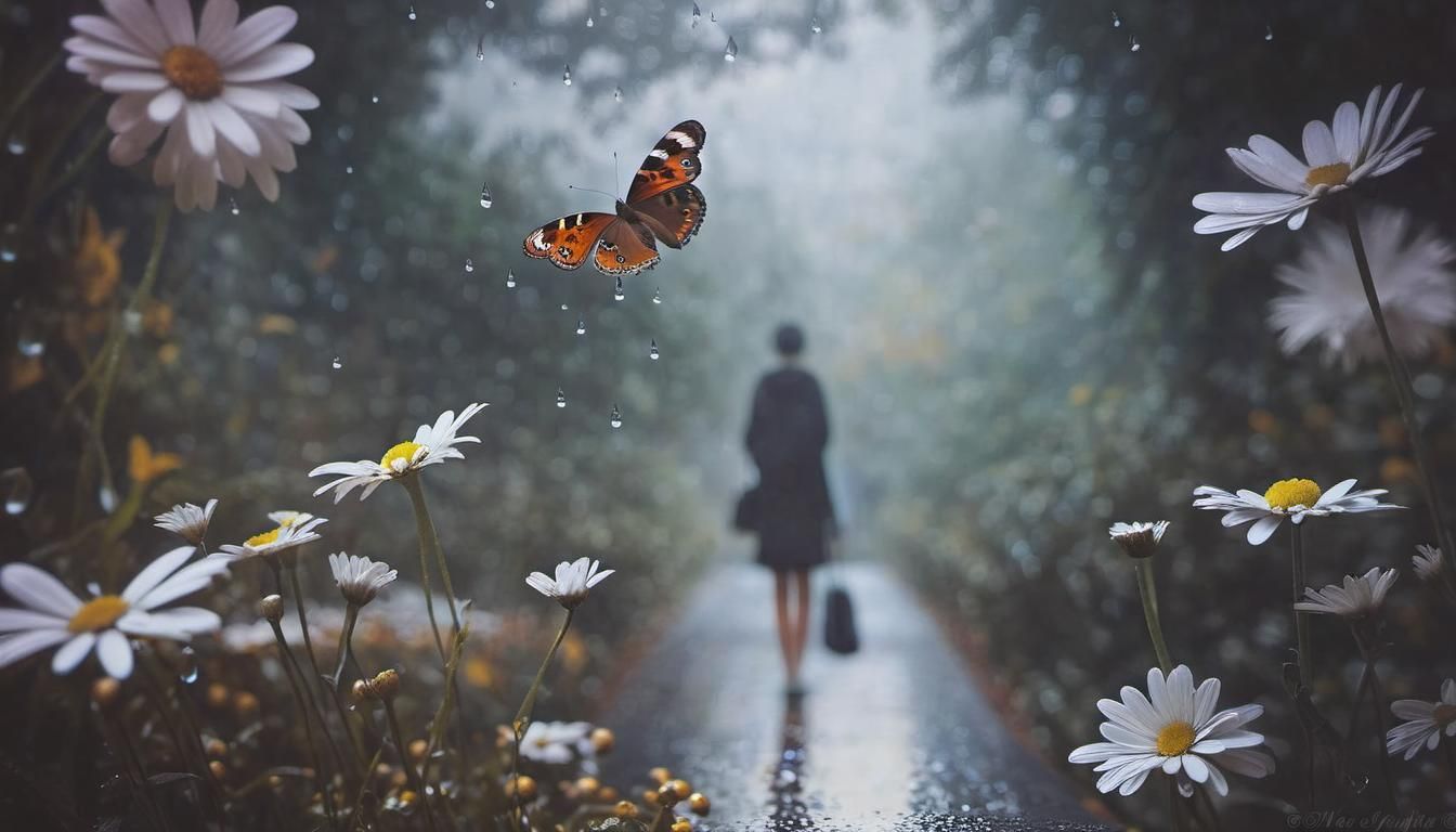 Butterfly Sips Dew in Magical Realism Style