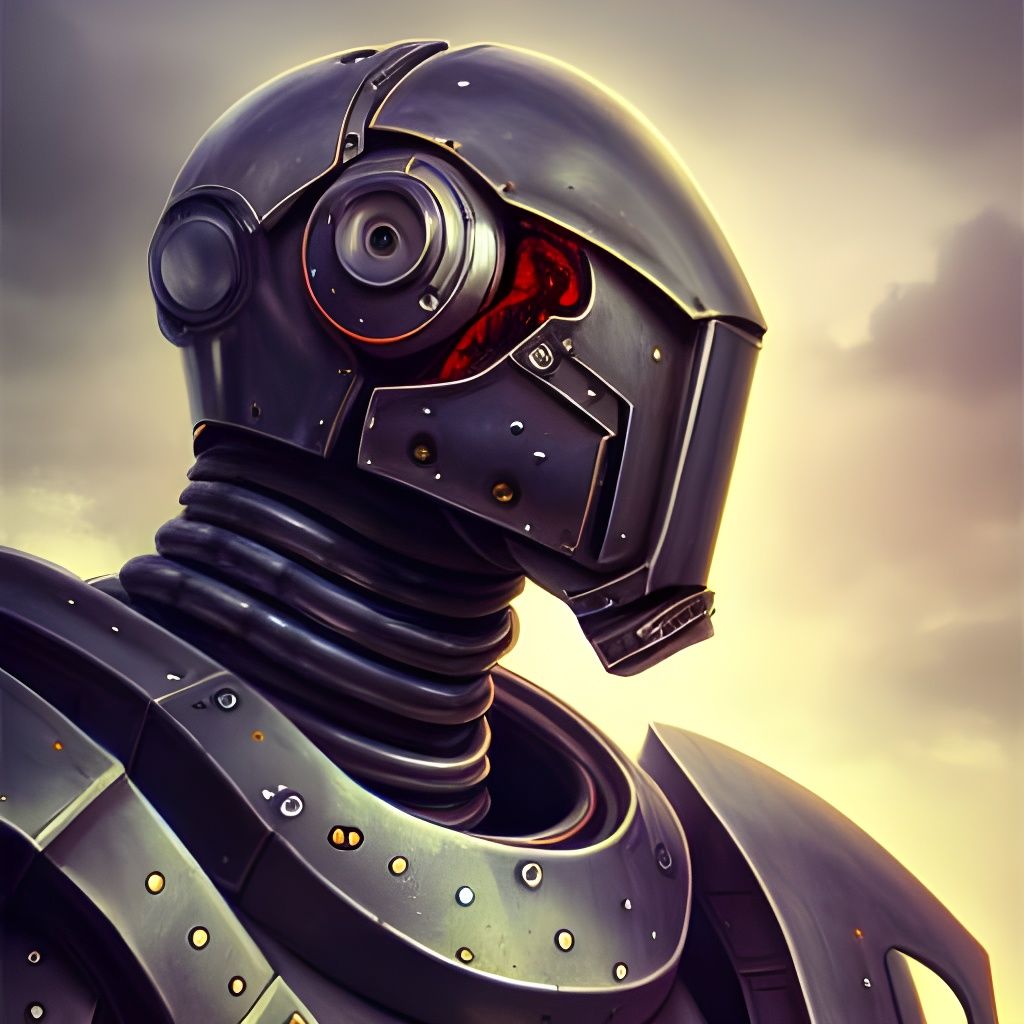 Hyperrealistic Junkyard Knight Android Portrait