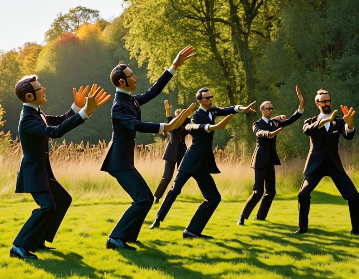 Wooden Automata Interpretive Dance Troupe "Jazz Hands"