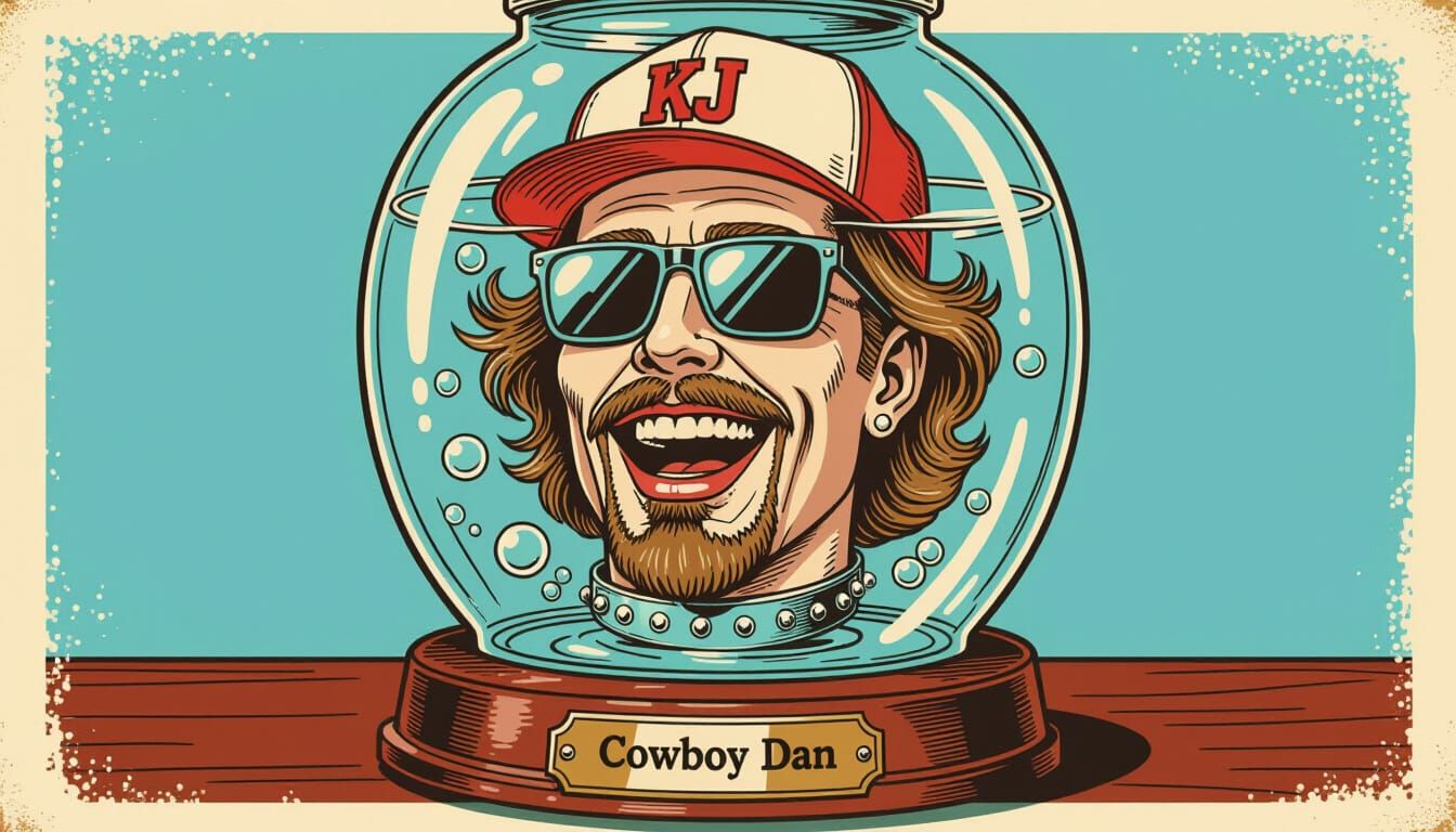 Severed Head in Jar: A Retrofuturistic Pop Art Portrait