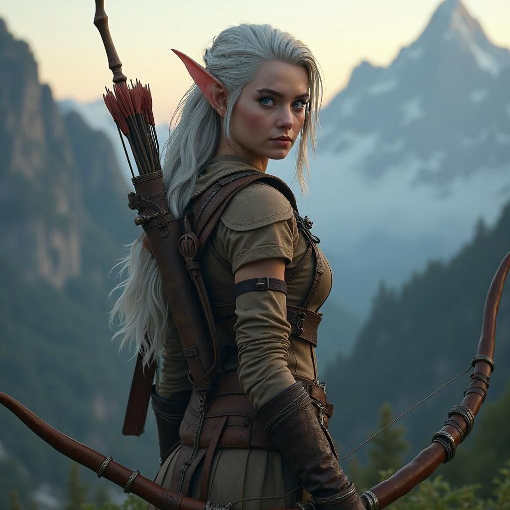 Half-Elf Ranger in Detailed Fantasy Art Style