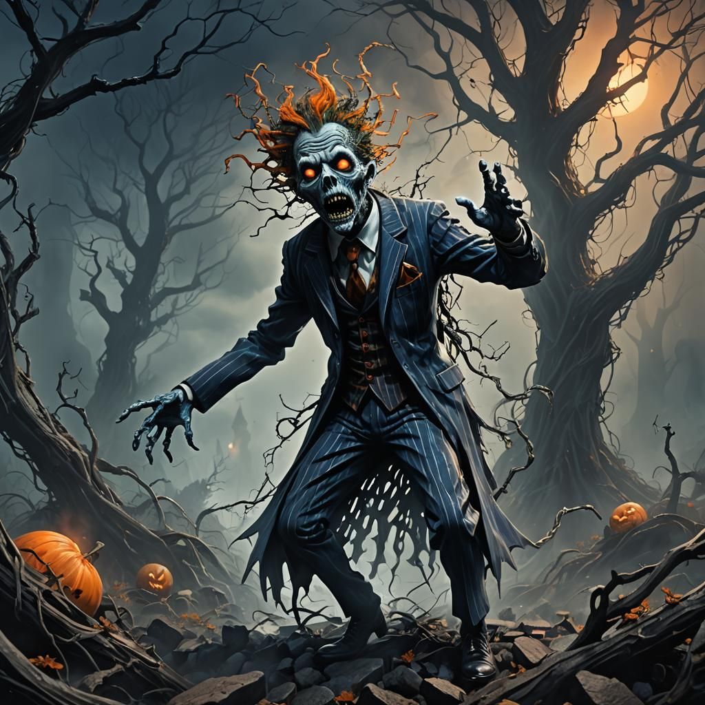 Beetlejuice in Hellish Realm: Dark Fantasy Concept Art