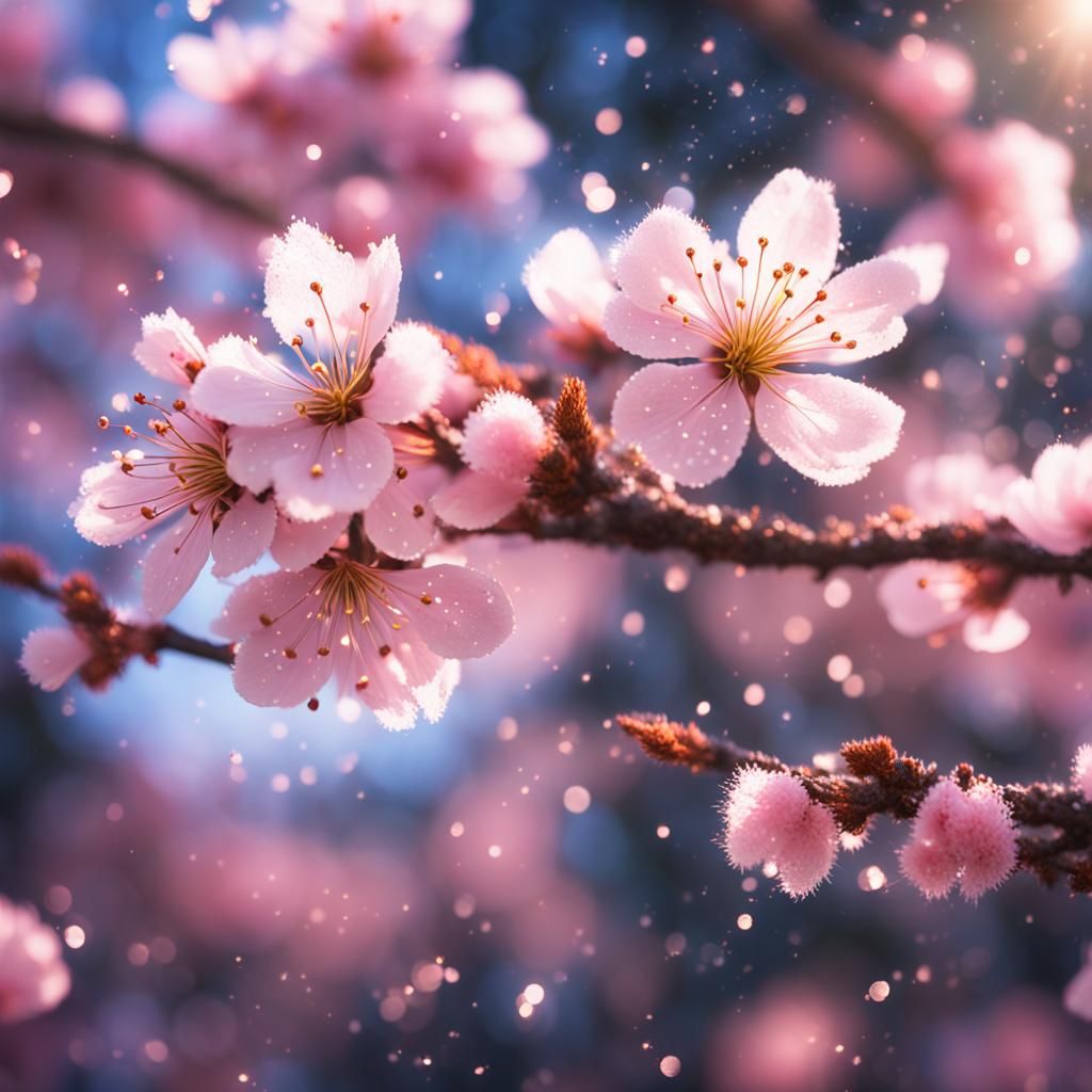 Epic Sakura Flower in Magical Forest