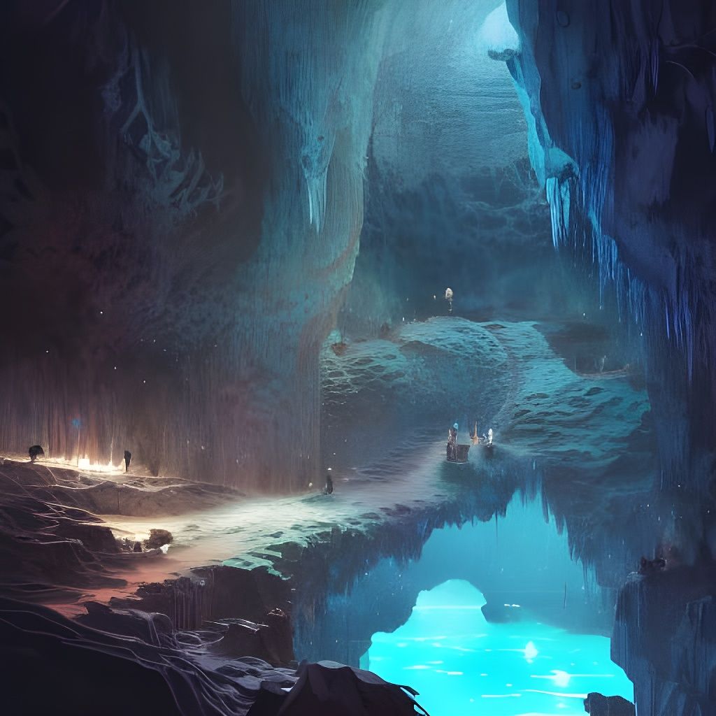 Bioluminescent Cave: A Hyperdetailed Digital Painting