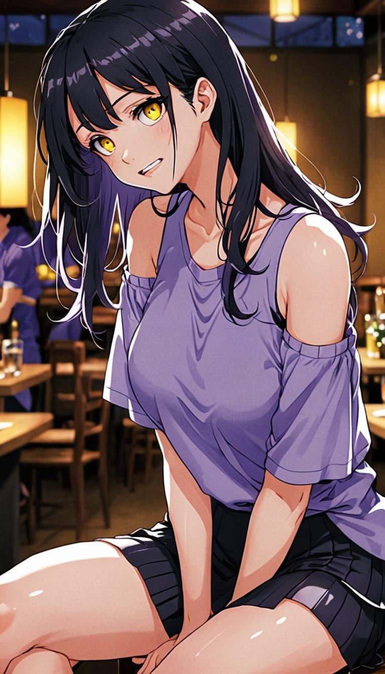 Elegant Anime Girl in Lavender and Black