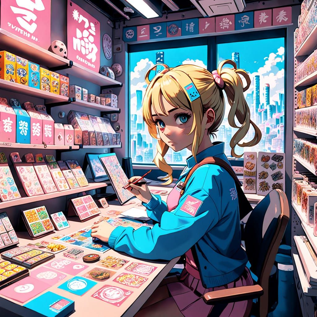 Digital Art of a Young Artist in a Tokyo-Inspired Anime Stor...