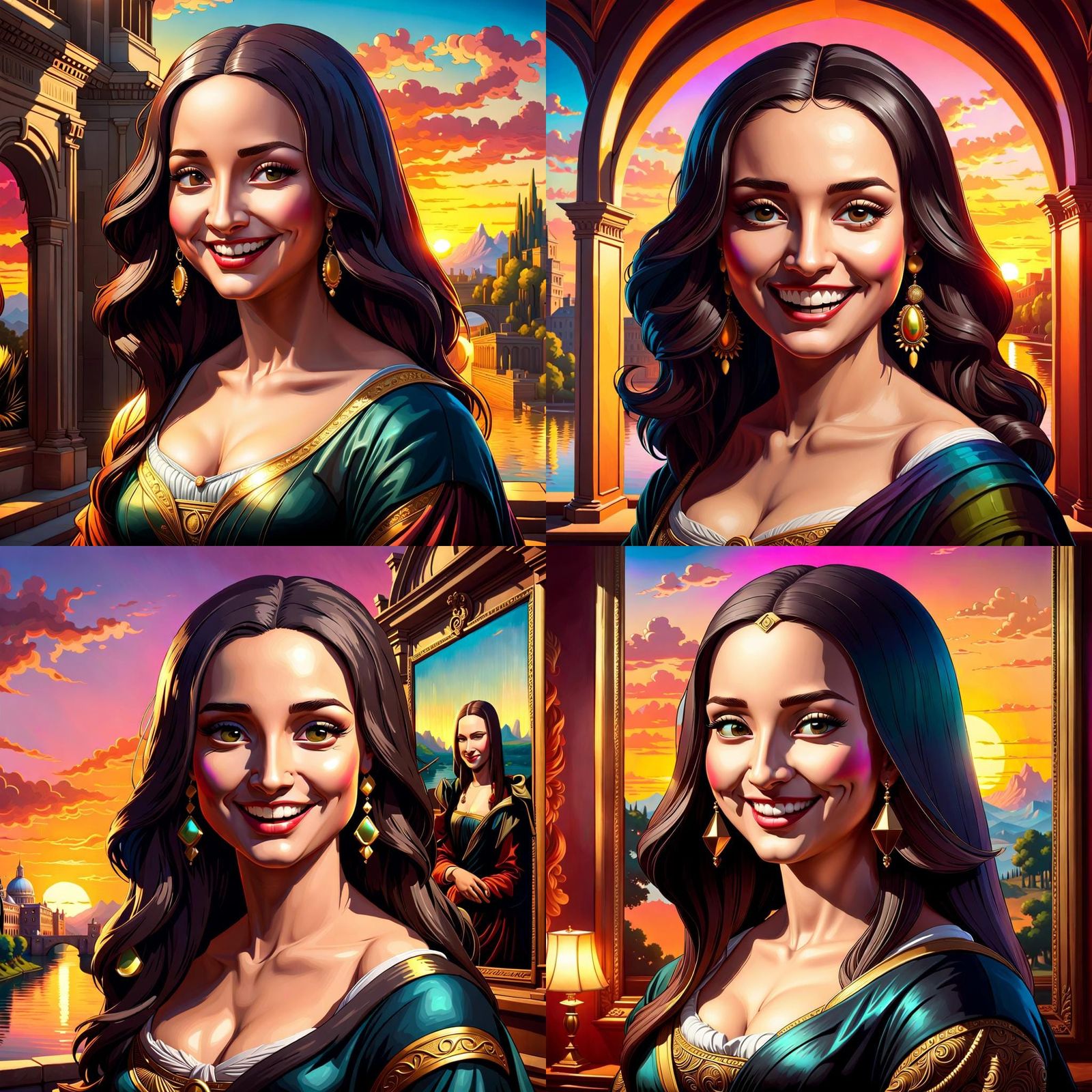 Mona Lisa Exaggerated Smile: Hyperrealistic Artgerm Style