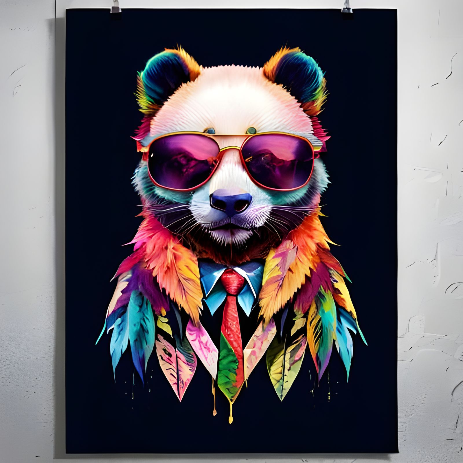 Hipster Panda Portrait in Hyperrealistic Style