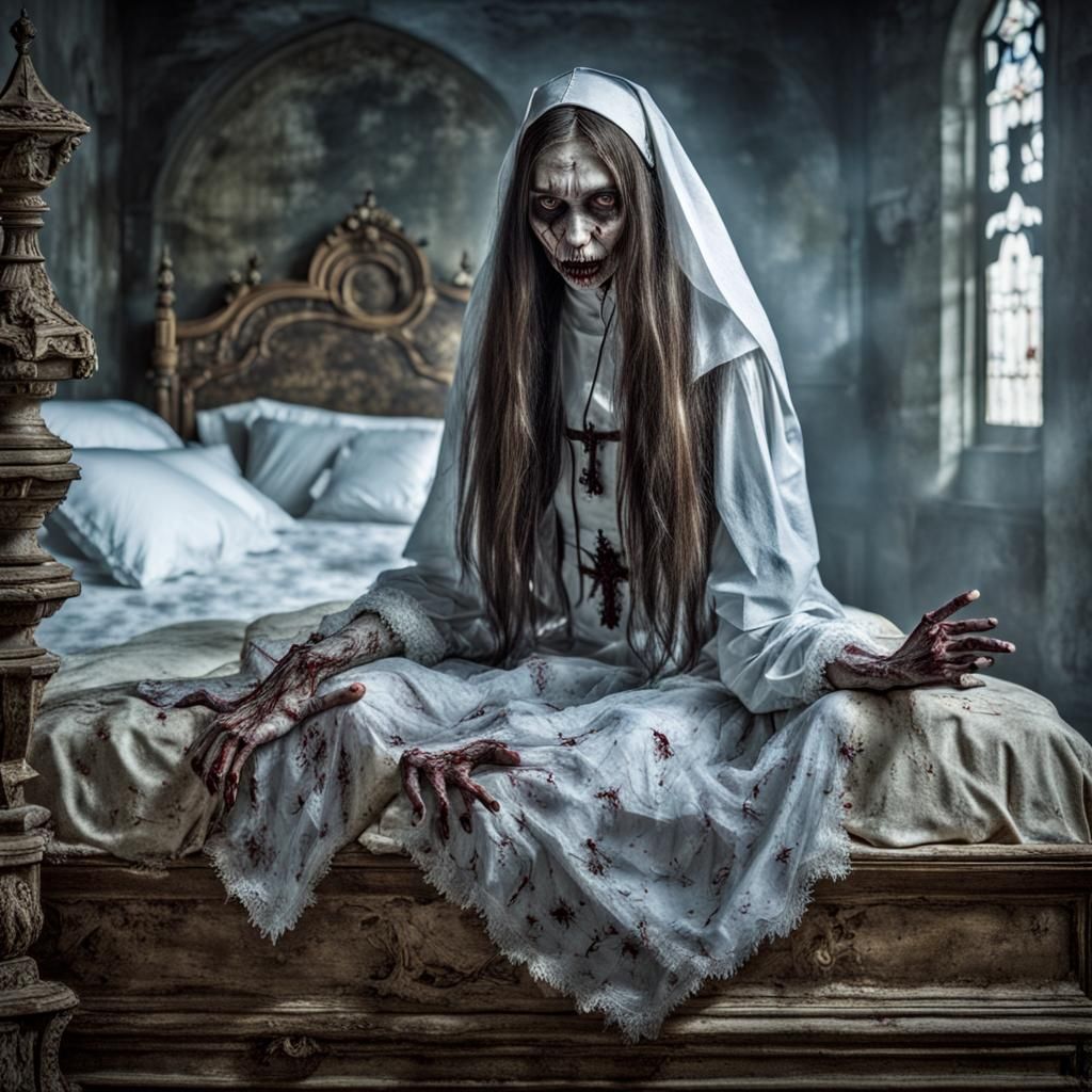 Zombie Nun: Provocative Anime Style Portrait